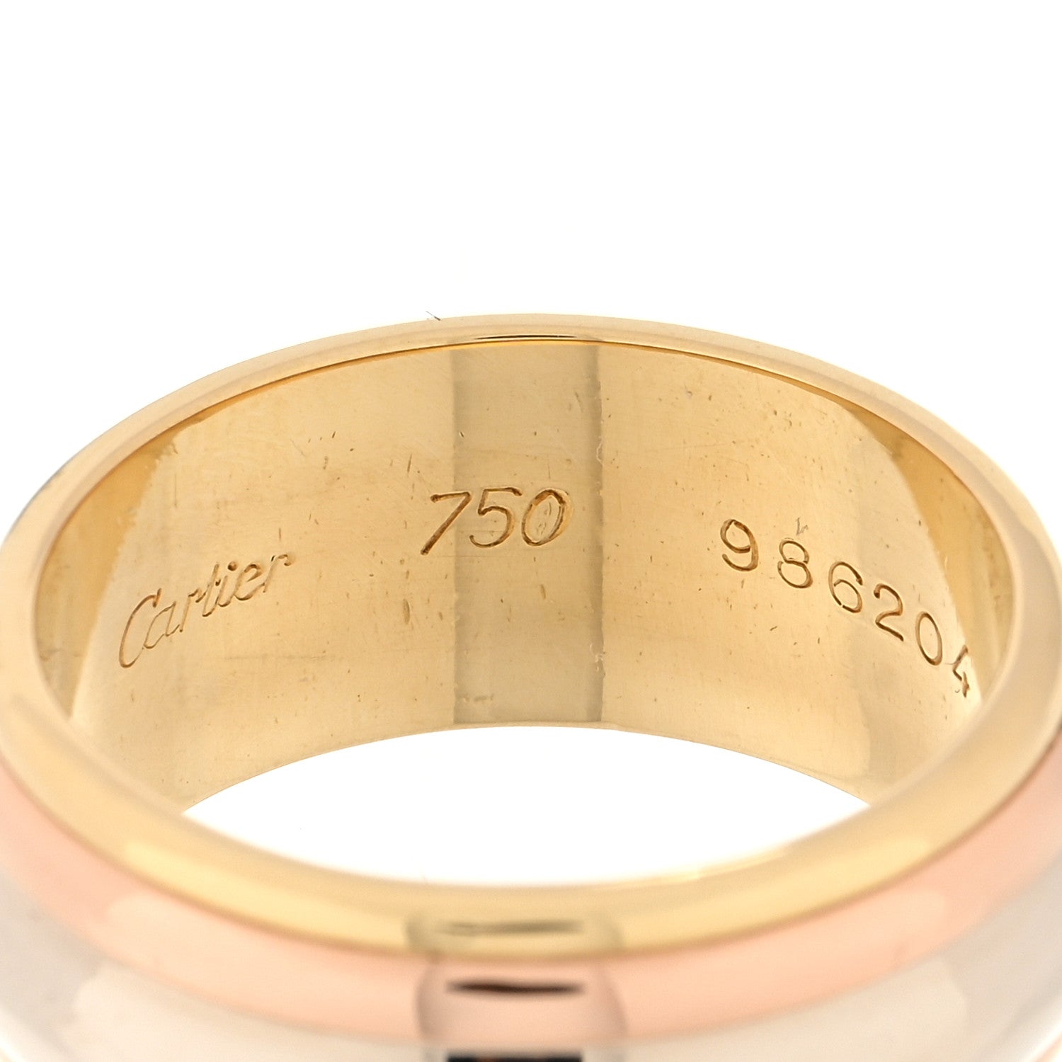 Cartier 18K Pink Yellow White Gold Trinity Saturn Band Ring 54 6.75 4 of 4