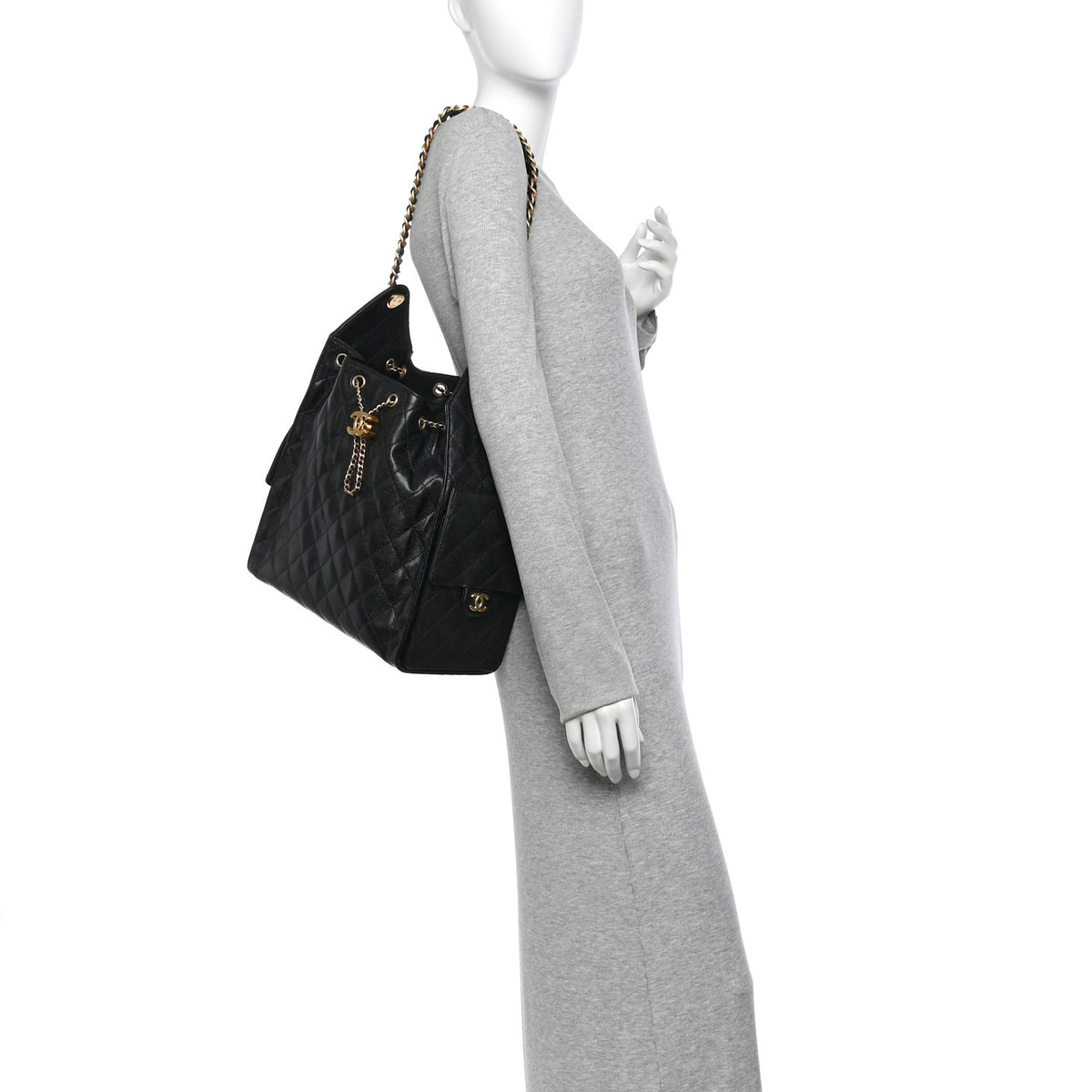 Caviar Quilted Medium Chanel 25 Handbag Black