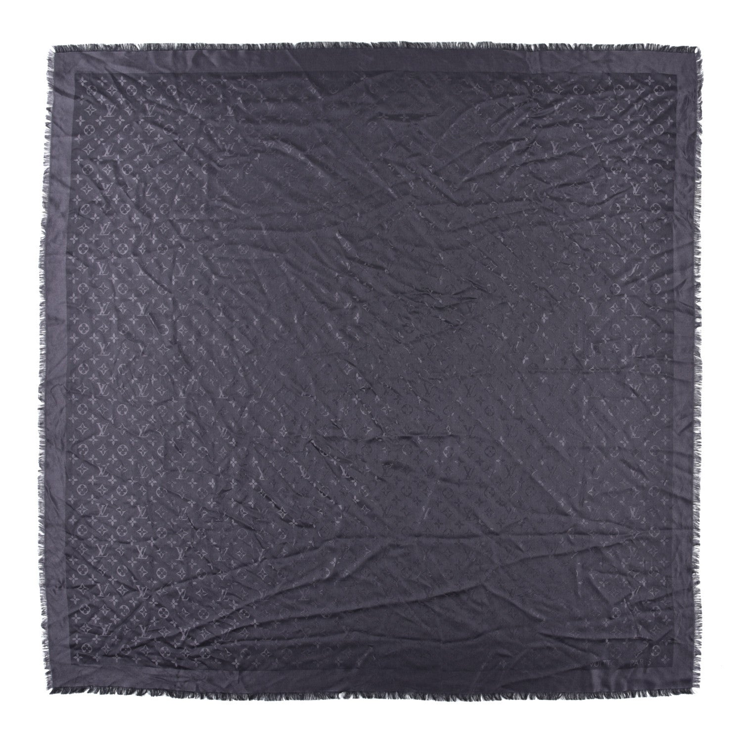 Louis Vuitton Silk Wool Monogram Shine Shawl Grey 1 of 3