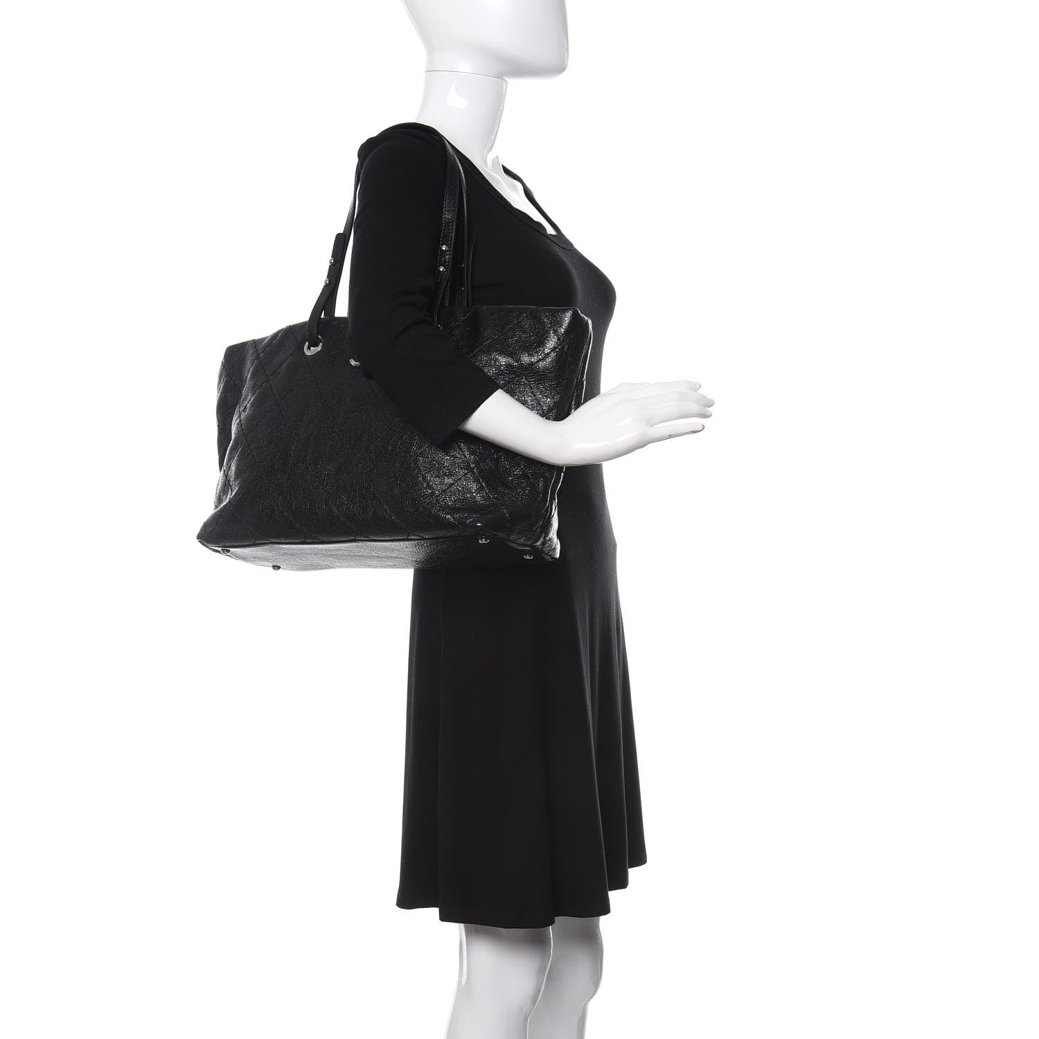 Chanel Glazed Calfskin Large On The Road Tote Black 2 of 11