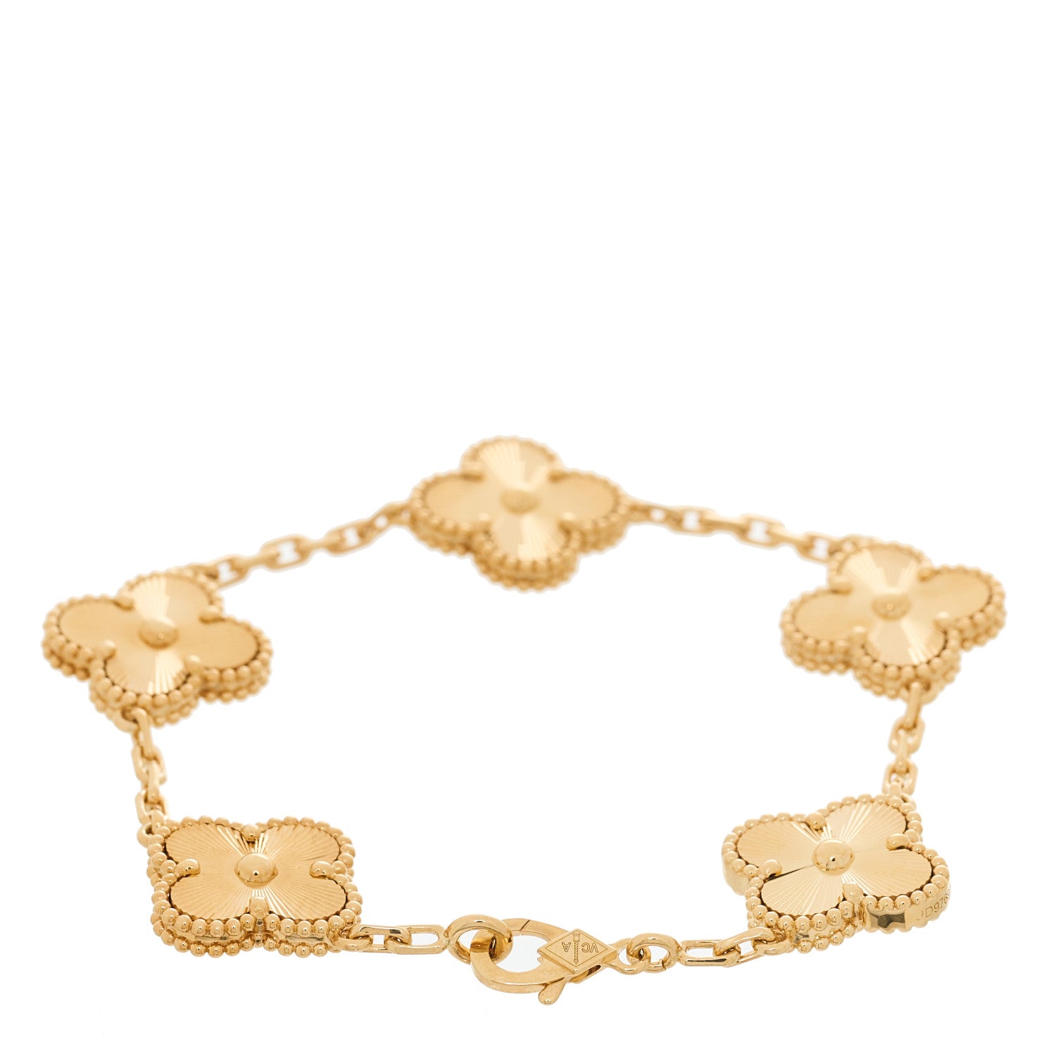 Van Cleef & Arpels 18K Yellow Gold 5 Motifs Guilloche Vintage Alhambra Bracelet 3 of 5