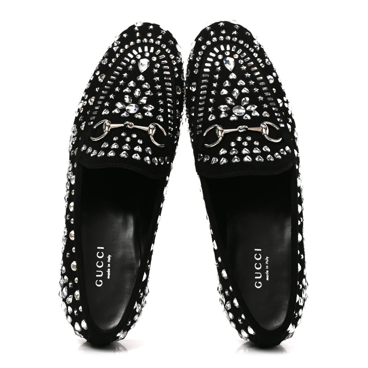Kid Scamosciato Crystal GG Monogram Jordaan Loafer 37.5 Black
