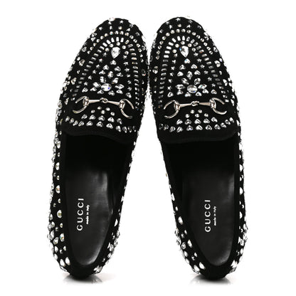 Gucci Kid Scamosciato Crystal GG Monogram Jordaan Loafer 37.5 Black 2 of 9