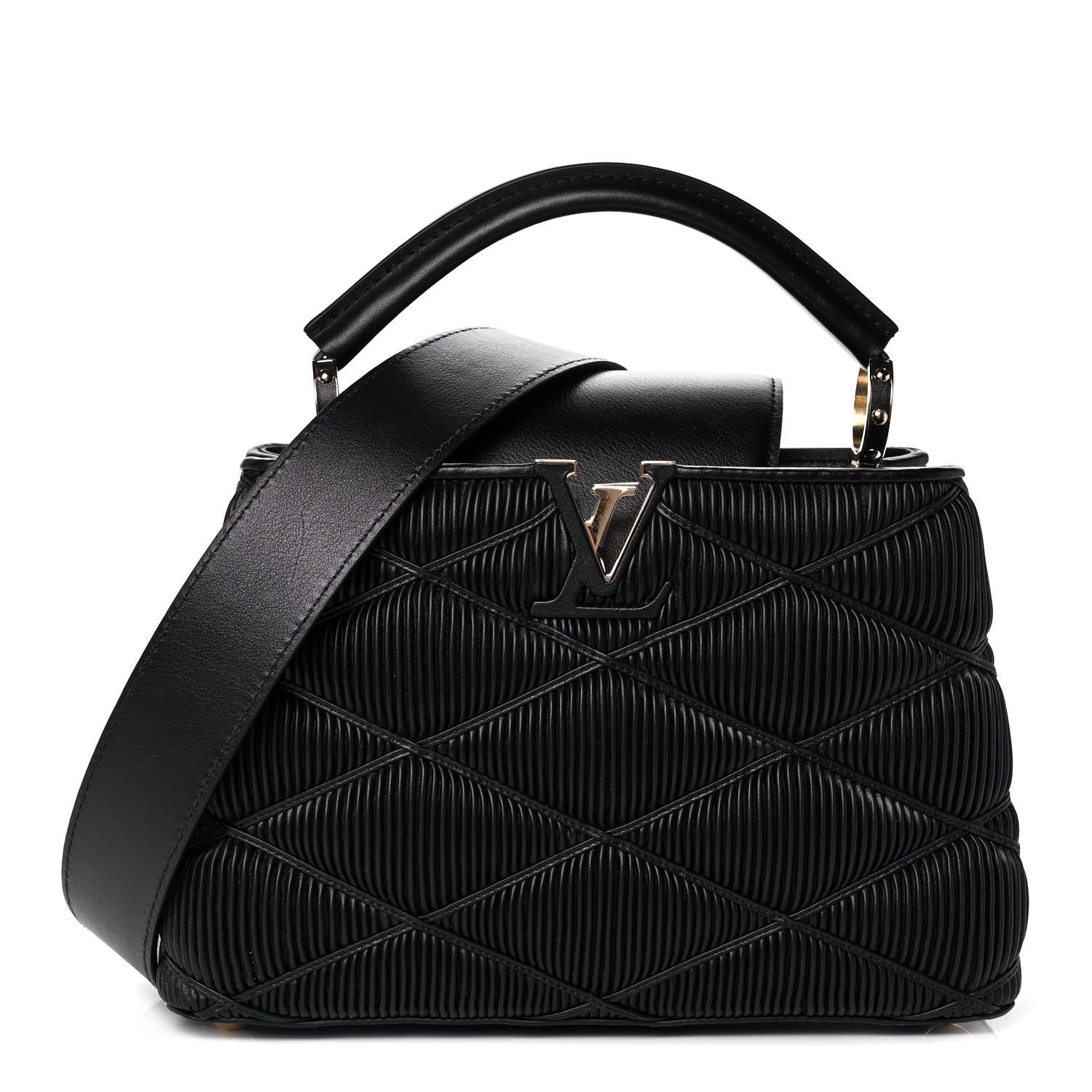 Louis Vuitton Calfskin Pleated Capucines BB Black 1 of 11