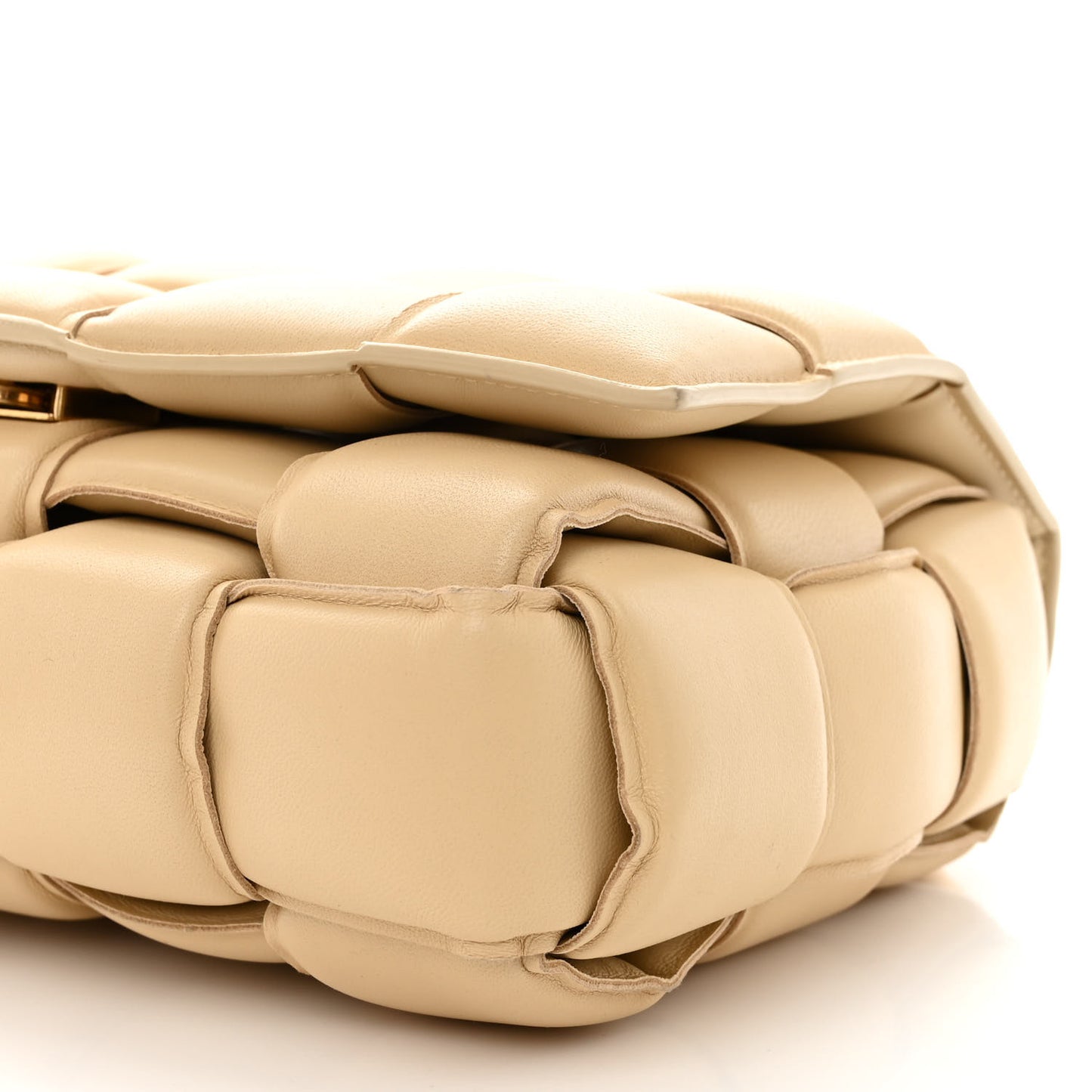 Lambskin Maxi Intreccio Padded Chain Cassette Crossbody Bag Porridge