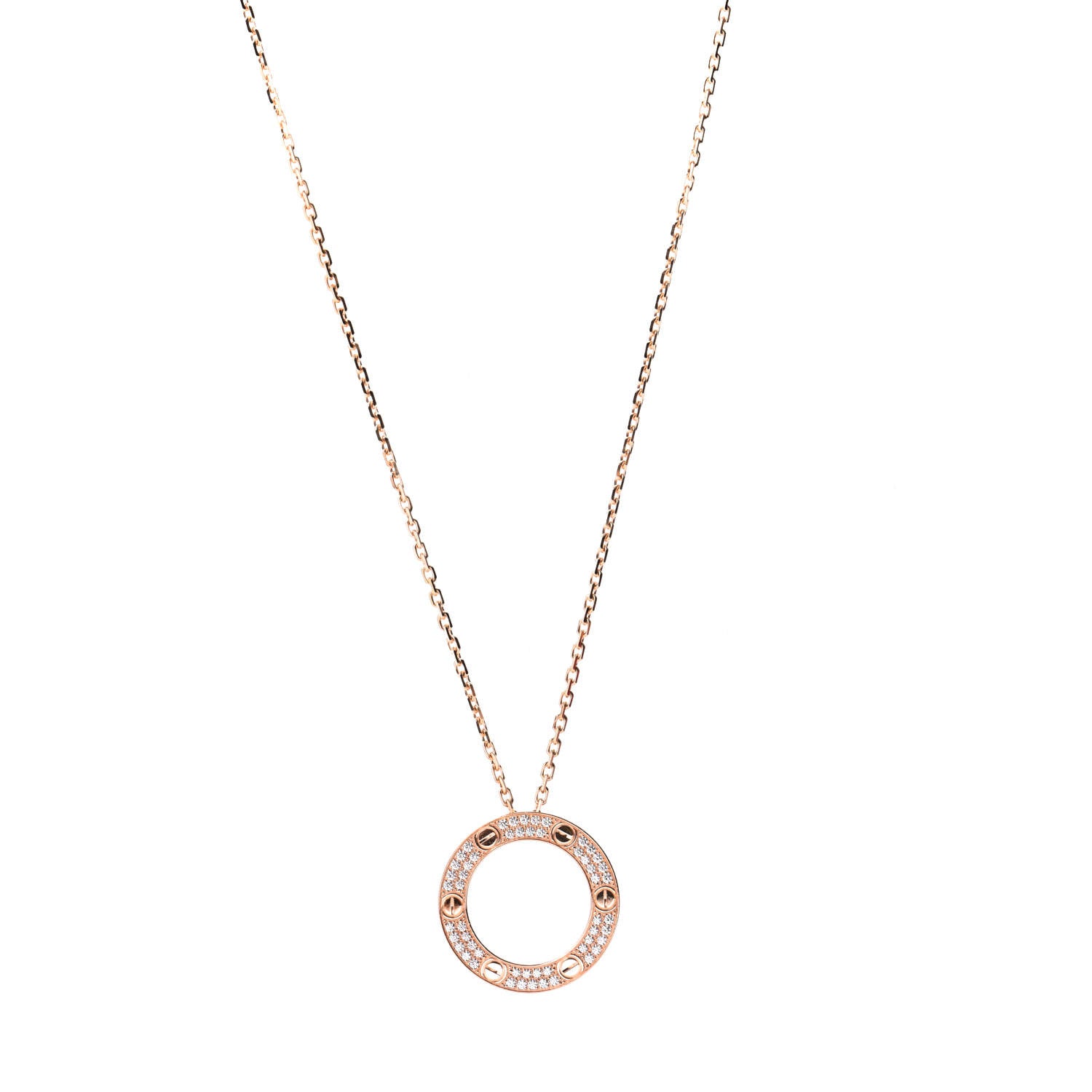 Cartier 18K Pink Gold Diamond LOVE Paved Necklace 1 of 8