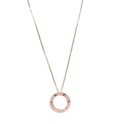 Cartier 18K Pink Gold Diamond LOVE Paved Necklace 1 of 8