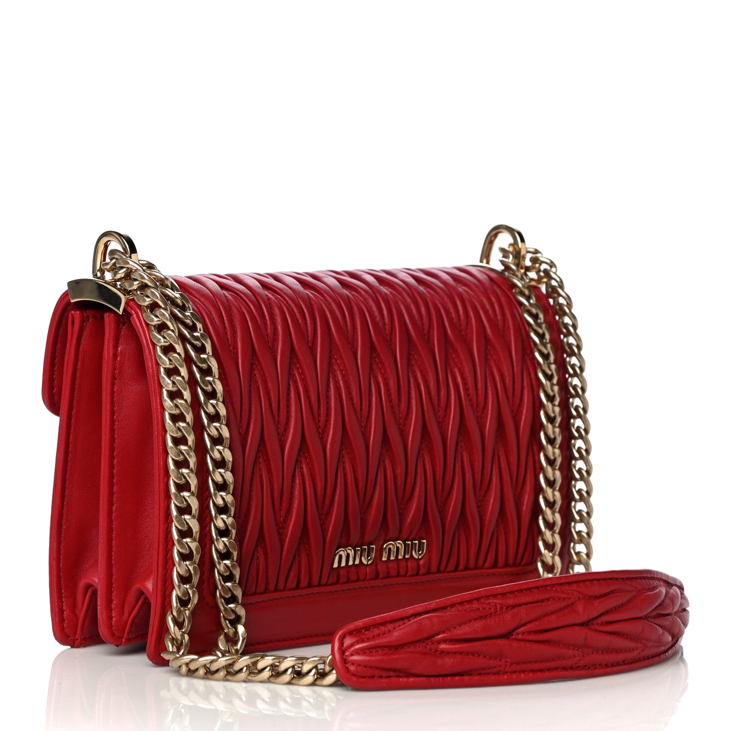 Lambskin Confidential Matelasse Chain Shoulder Bag Fiery Red