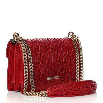 Miu Miu Lambskin Confidential Matelasse Chain Shoulder Bag Fiery Red 4 of 14