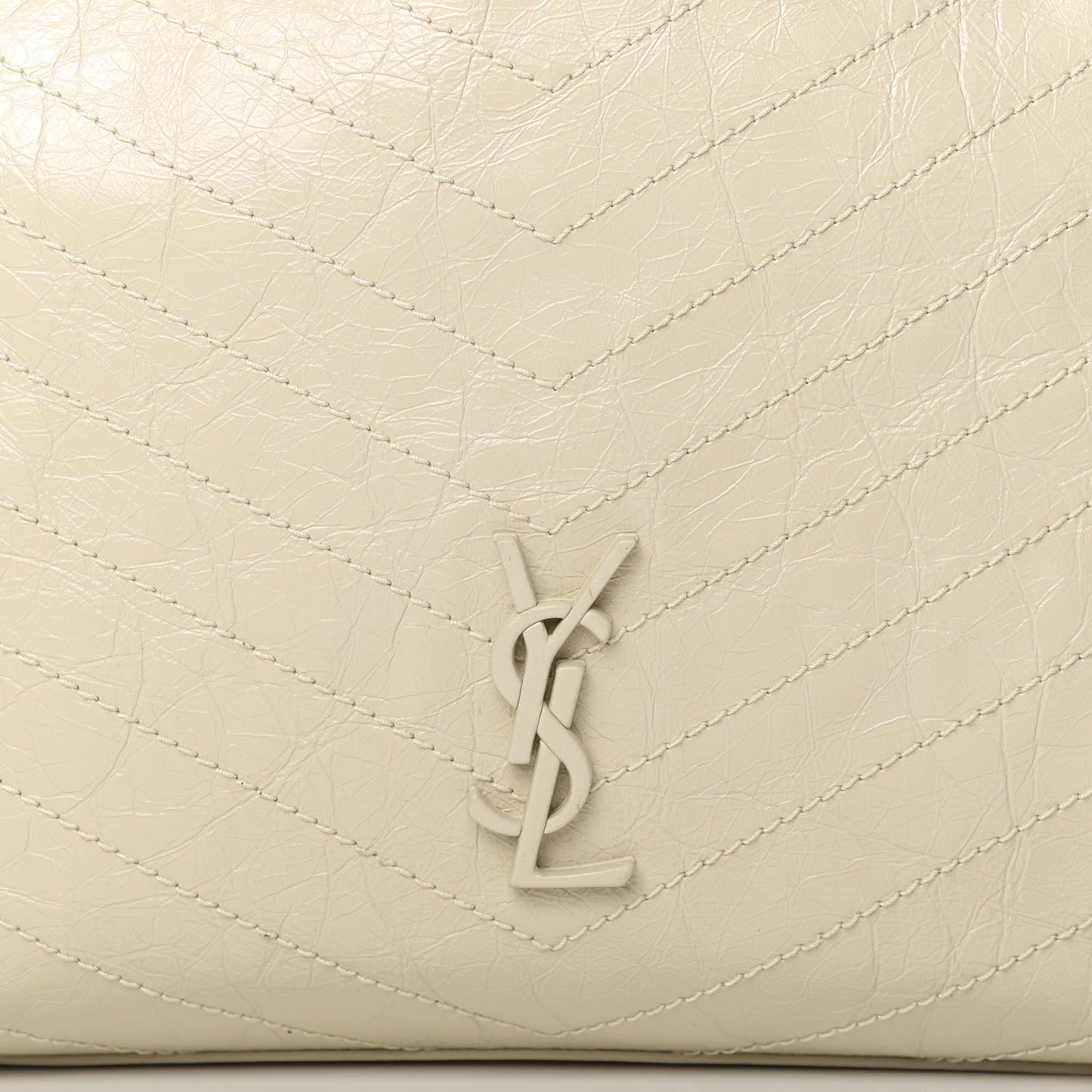 Crinkled Calfskin Matelasse Monogram Niki Shopper Tote Crema Soft