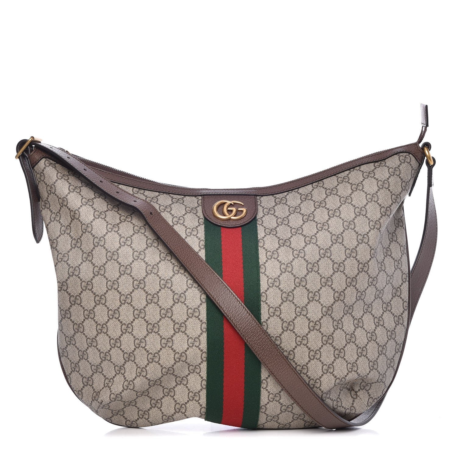 Gucci GG Supreme Monogram Web Ophidia Half Moon Hobo Brown 1 of 7