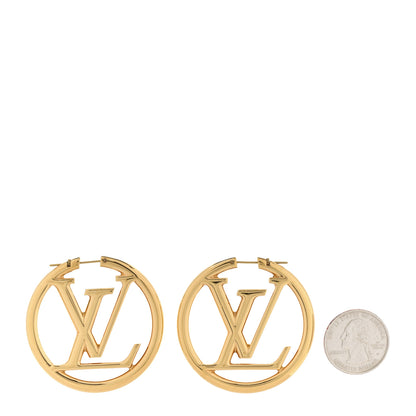Louis Vuitton Metal Louise Hoop Earrings Gold 2 of 6