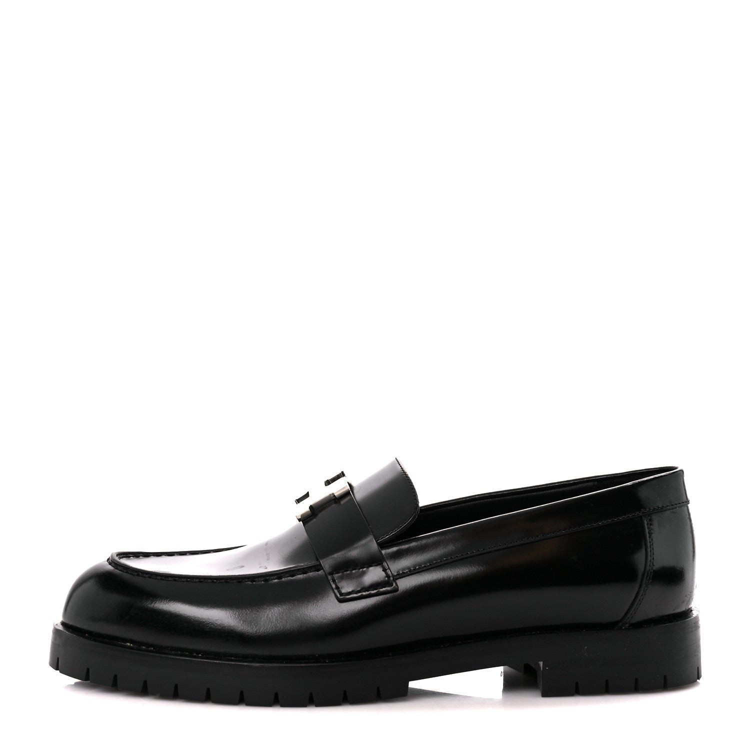 Hermes Calfskin Womens Faubourg Loafers 37 Black 1 of 10