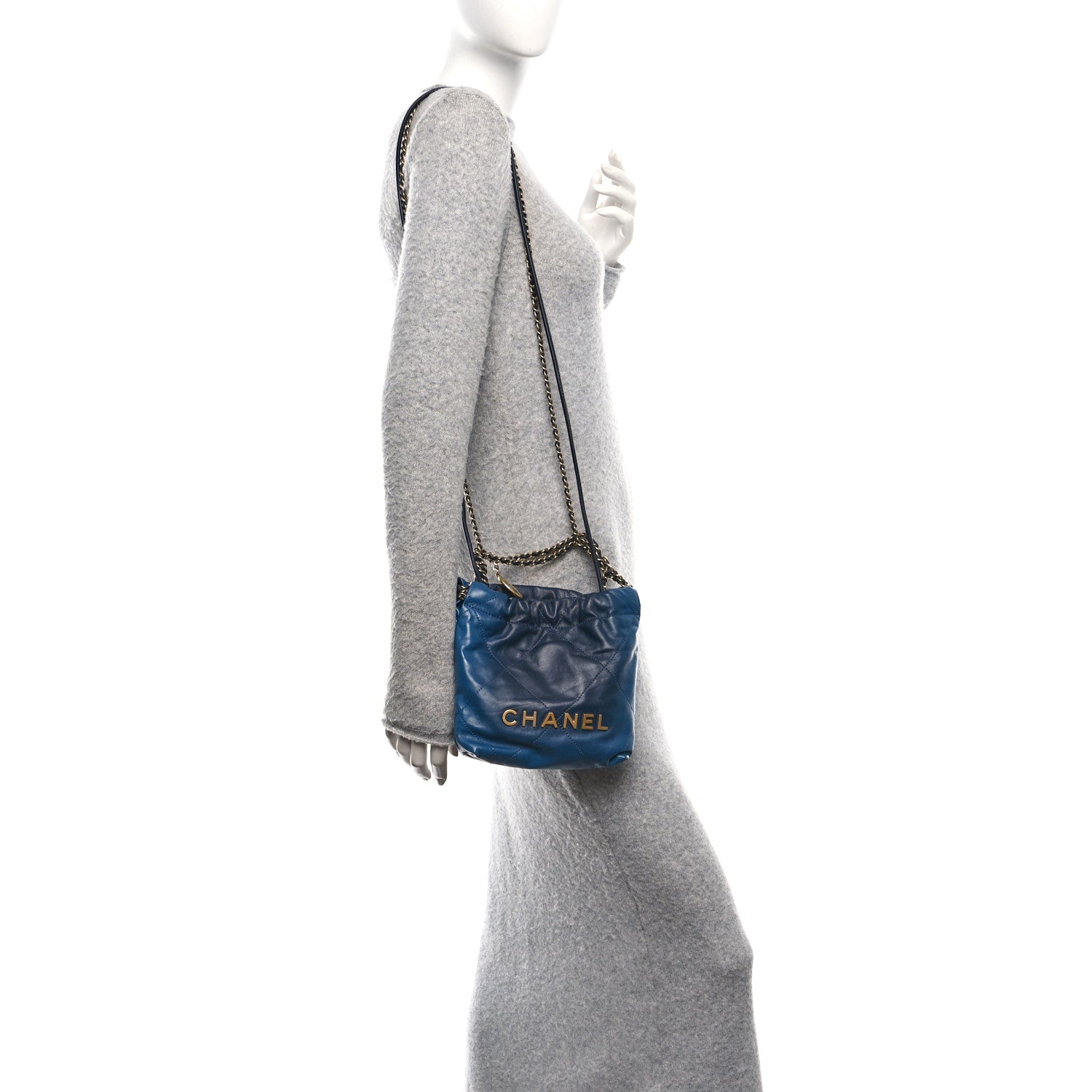 Chanel Shaded Calfskin Quilted Mini Chanel 22 Blue Dark Blue 2 of 11