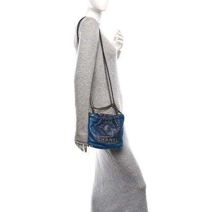 Chanel Shaded Calfskin Quilted Mini Chanel 22 Blue Dark Blue 2 of 11