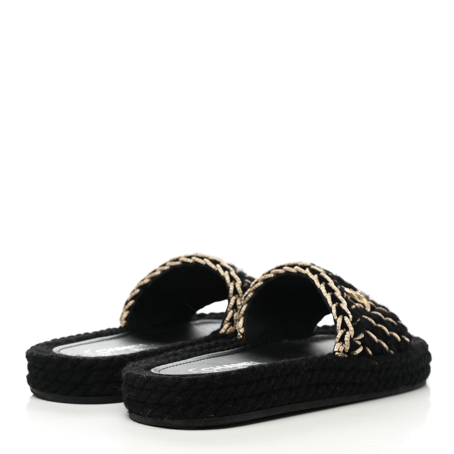 Knit Braided Slide Sandals 38 Black