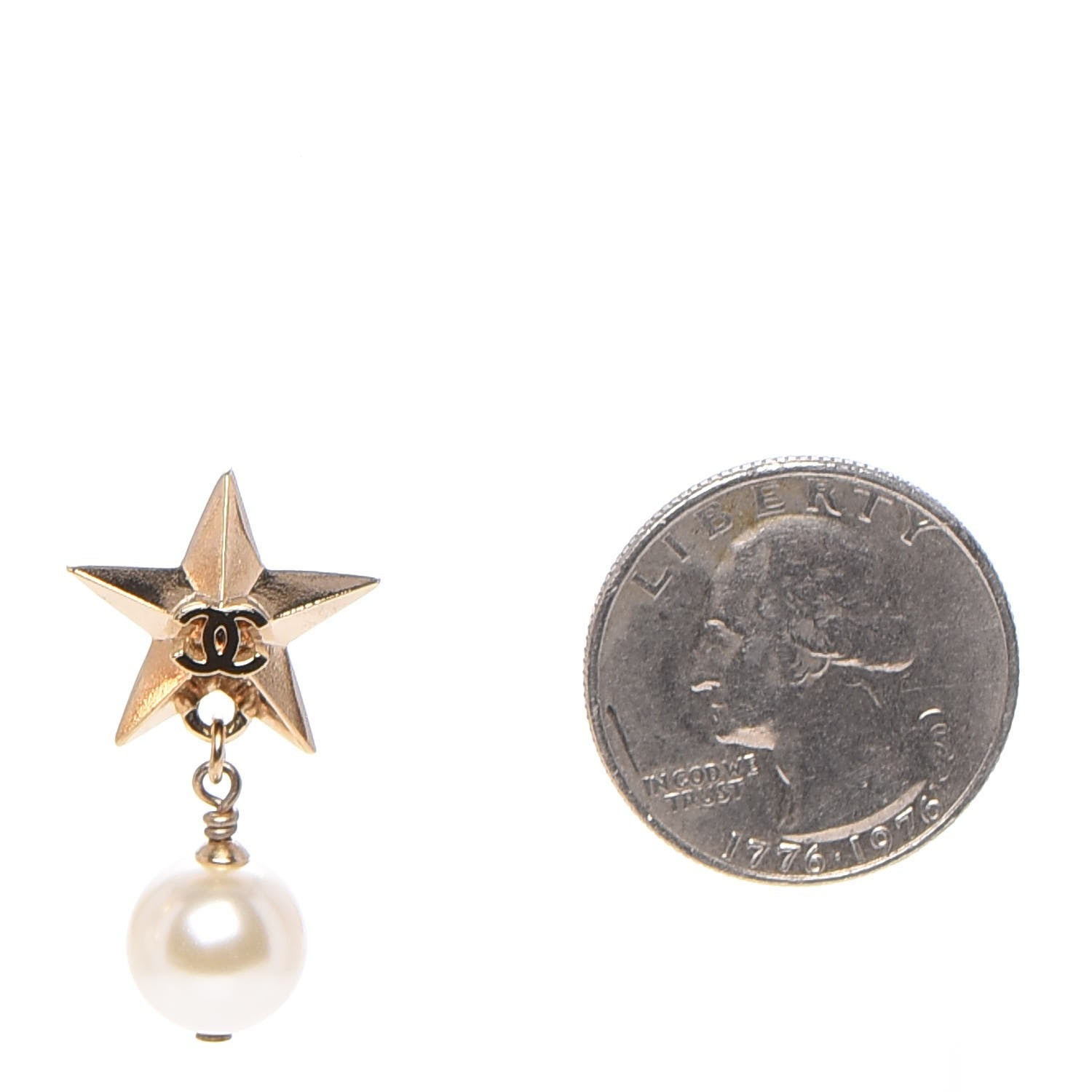 Chanel Pearl CC Star Drop Earrings Gold 2 of 6