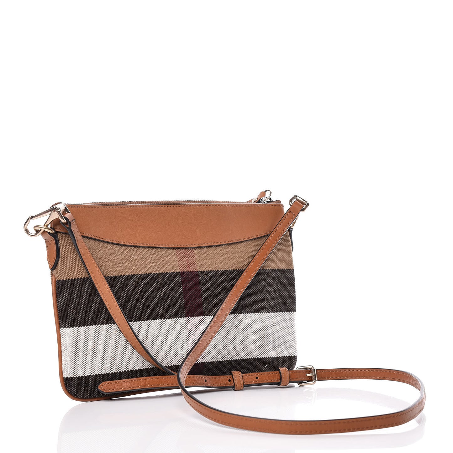 Mega Check Peyton Crossbody Clutch Bag Saddle Brown