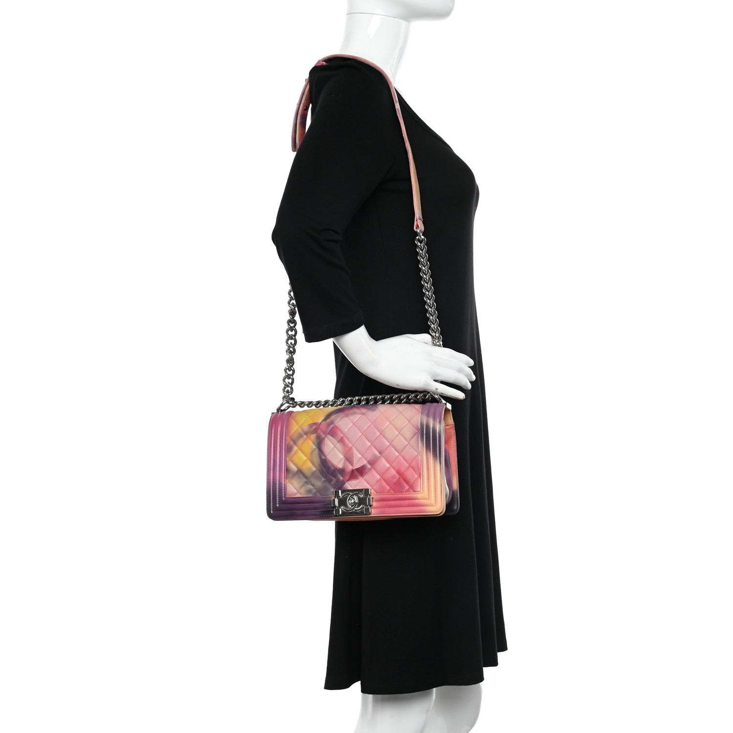 Chanel Printed Lambskin Quilted Medium Flower Power Boy Flap 2 of 13