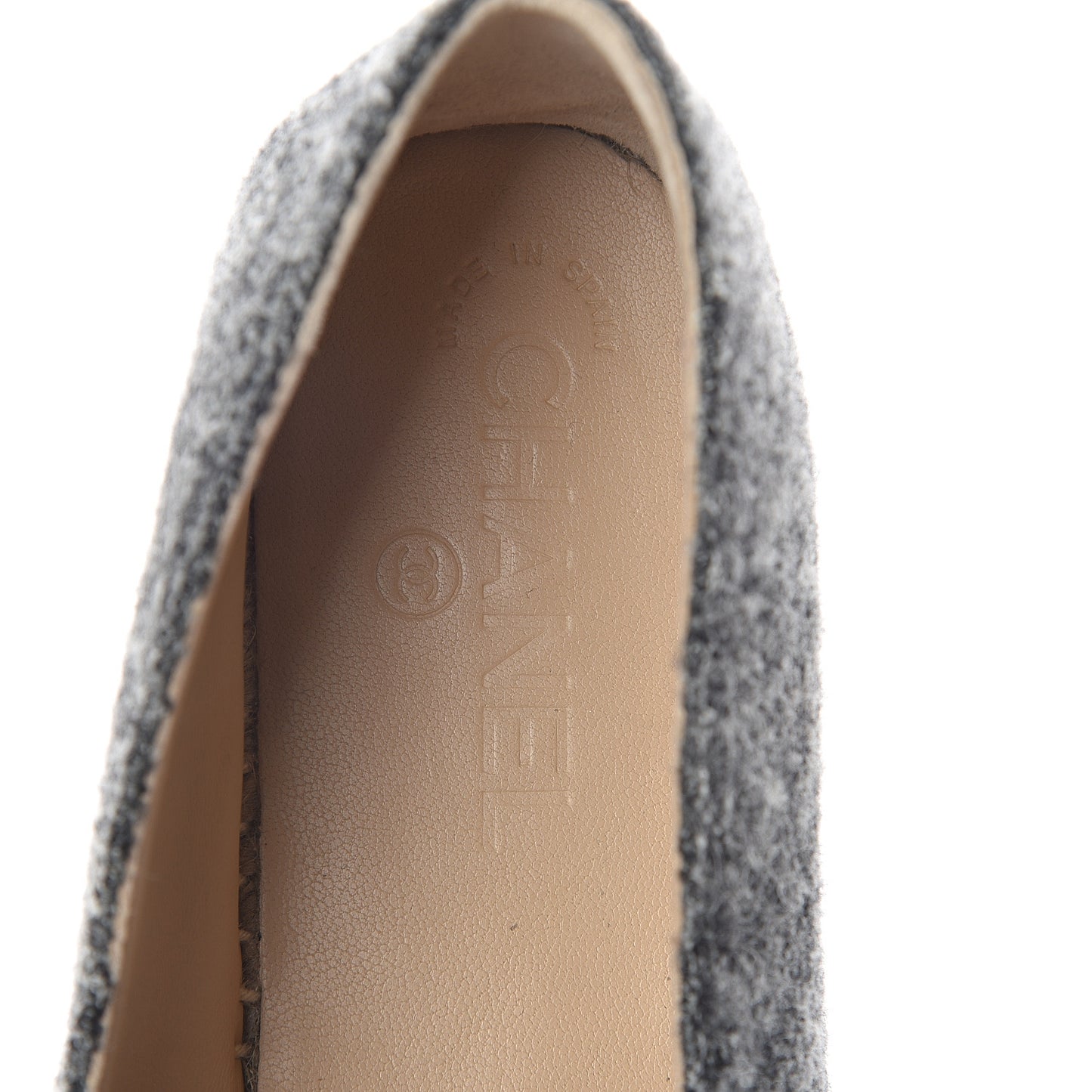Tweed Velvet CC Espadrilles 40 Grey Black