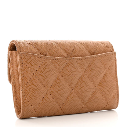 Chanel Caviar Quilted Flap Card Holder Wallet Beige 3 of 9