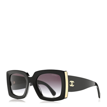 Chanel Acetate Rectangle Sunglasses 5435-A Black 1 of 8
