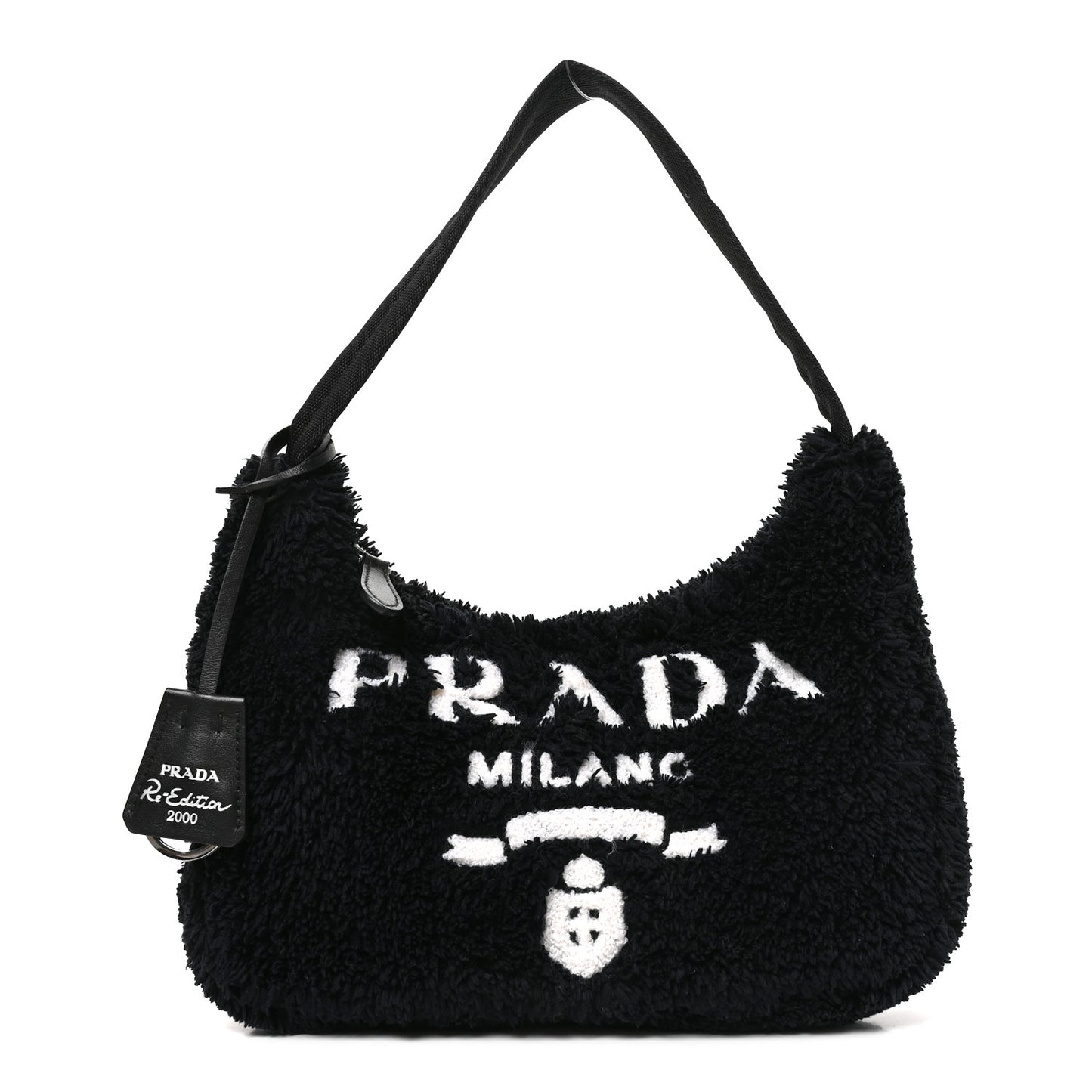 Terry Cloth Mini Re-Edition 2000 Bag Black White Black White