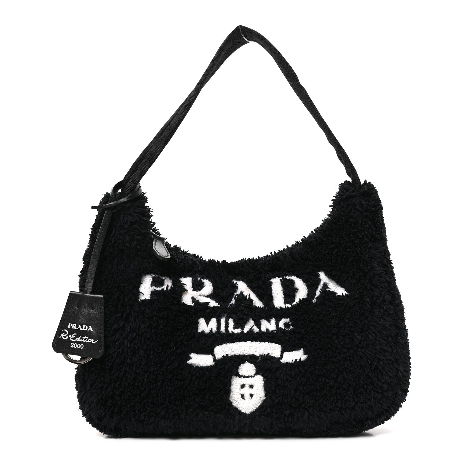Prada Terry Cloth Mini Re-Edition 2000 Bag Black White Black White 1 of 9