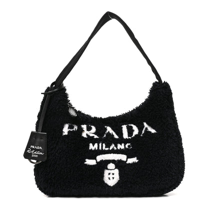 Prada Terry Cloth Mini Re-Edition 2000 Bag Black White Black White 1 of 9
