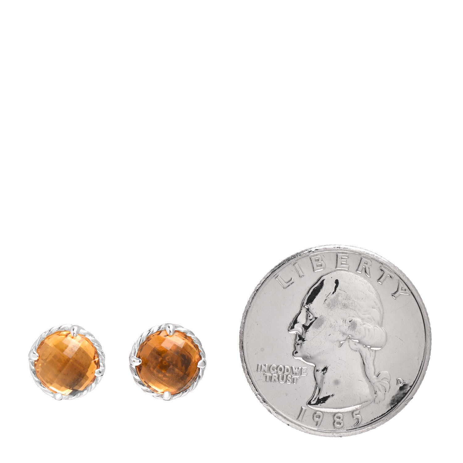 David Yurman Sterling Silver Citrine 8mm Chatelaine Earrings 2 of 4