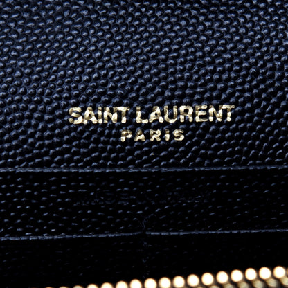 Saint Laurent Grain De Poudre Matelasse Chevron Monogram Chain Wallet Black 8 of 11