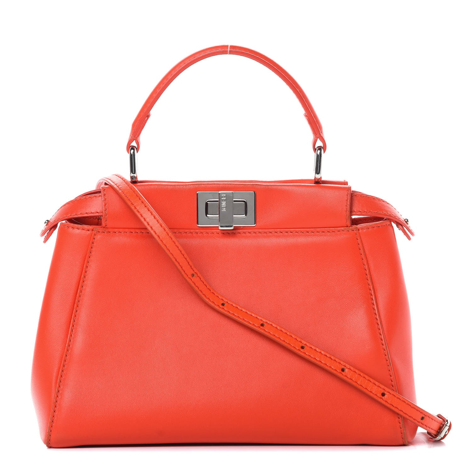 Fendi Nappa Mini Peekaboo Iconic Satchel Papavero 1 of 14