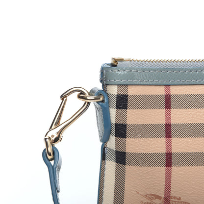 Burberry Haymarket Check Patent Small Peyton Crossbody Clutch Bag Celadon Blue 8 of 11