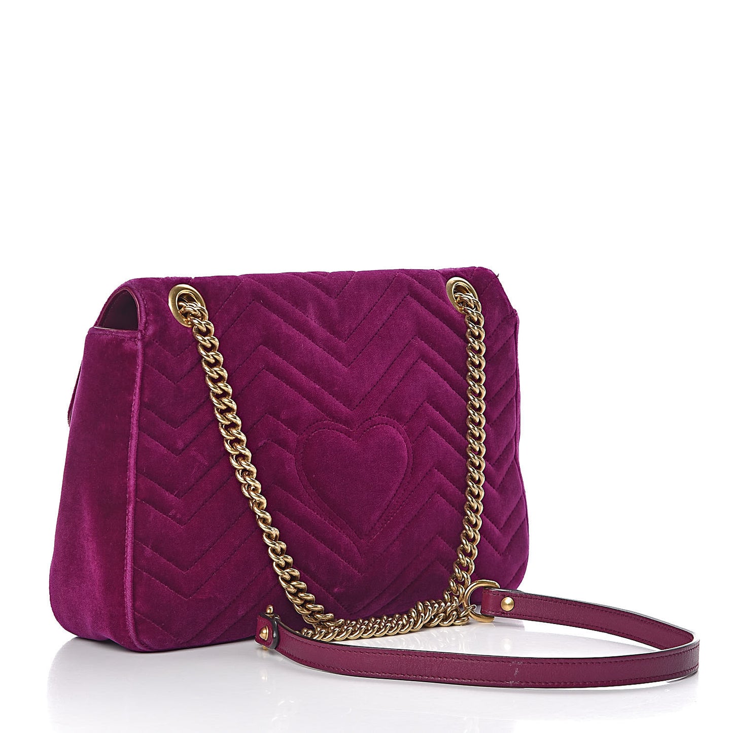 Velvet Matelasse Medium GG Marmont Shoulder Bag Fuchsia Violet Cyclamen