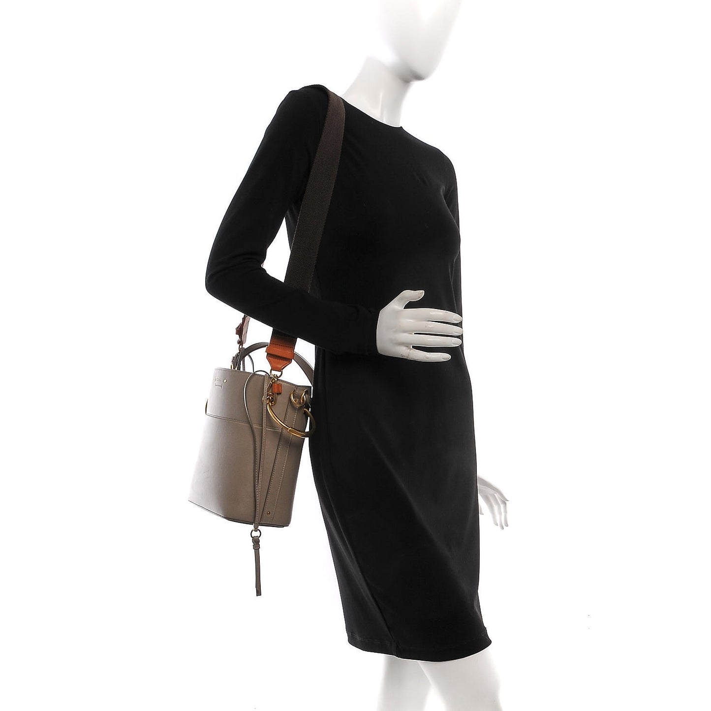 Smooth Calfskin Small Roy Bucket Bag Motty Grey