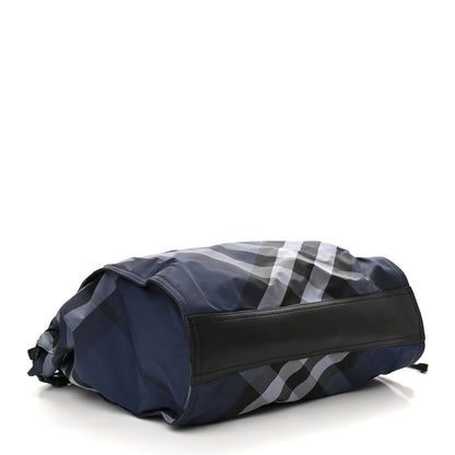 Burberry Nylon Check Small Buckleigh Packable Tote Navy Blue 3 of 9