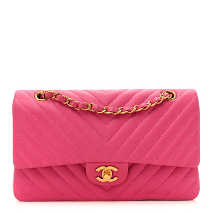 Chanel Lambskin Chevron Quilted Medium Double Flap Pink 1 of 17