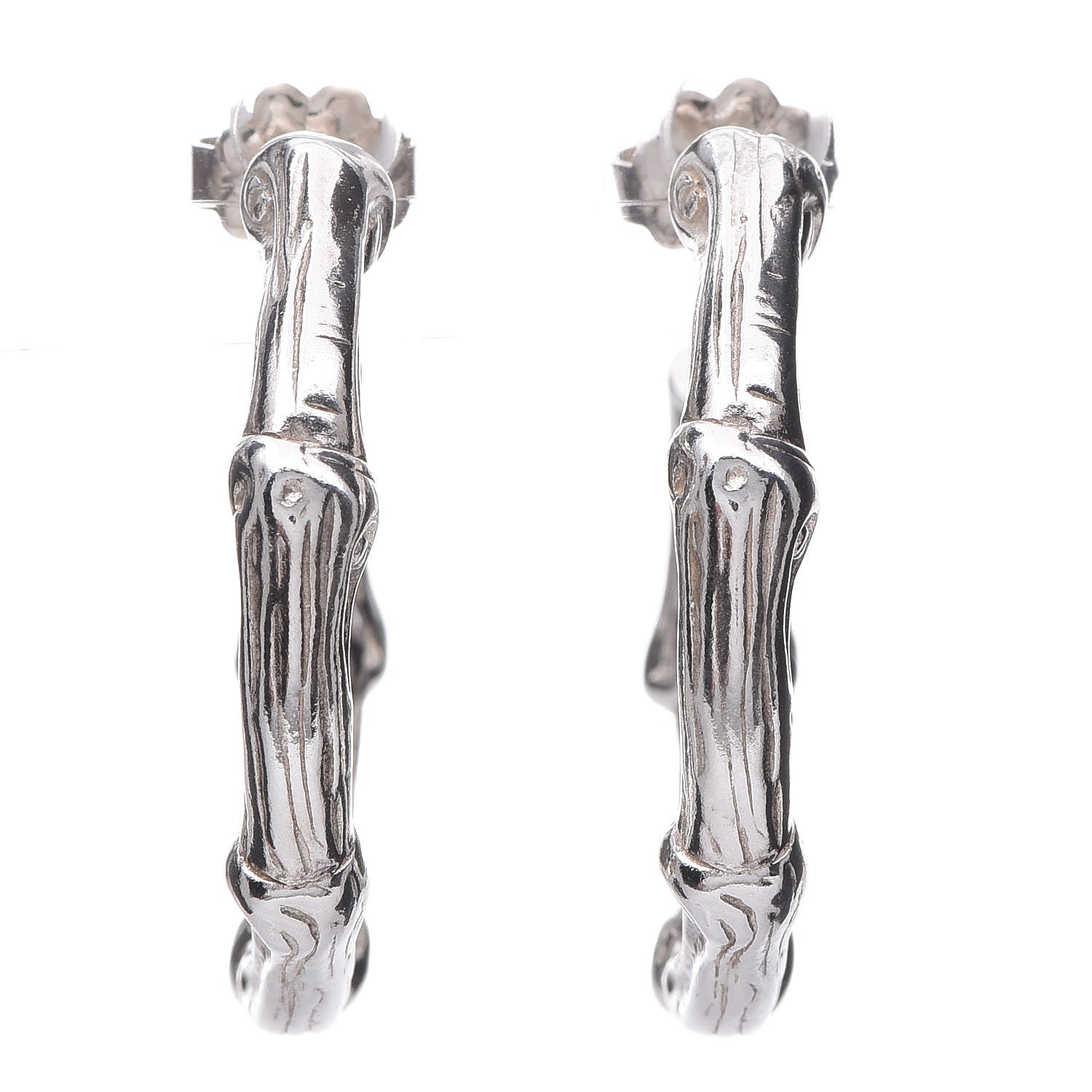 Tiffany Sterling Silver Bamboo Hoop Earrings 1 of 7