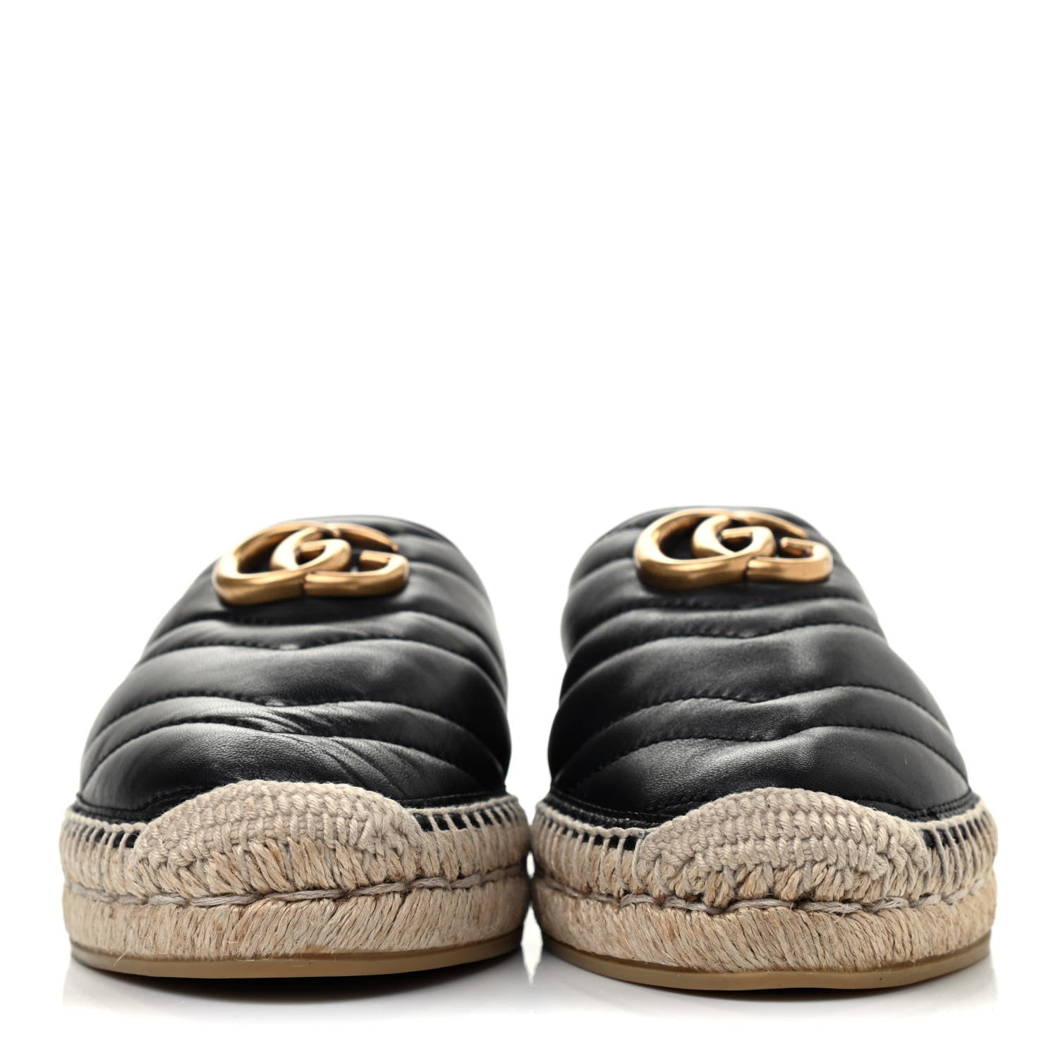 Gucci Nappa Matelasse GG Marmont Espadrille Slippers 37 Black 2 of 4