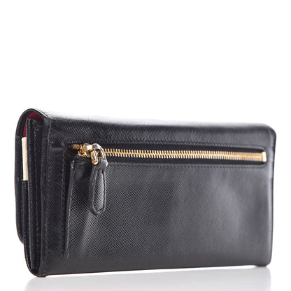 Prada Saffiano Colour Continental Flap Wallet Black Peonia 3 of 9