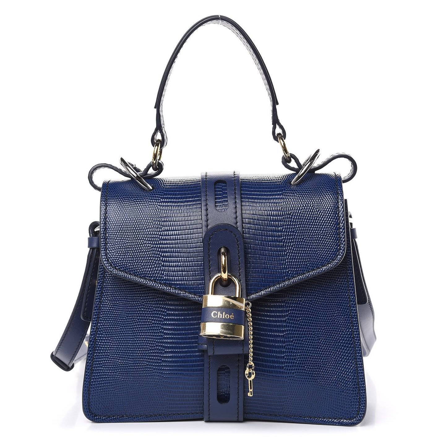 Calfskin Lizard Embossed Small Aby Day Shoulder Bag Captive Blue