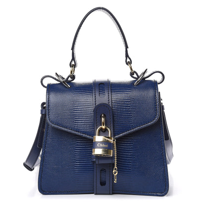 Chloe Calfskin Lizard Embossed Small Aby Day Shoulder Bag Captive Blue 1 of 9