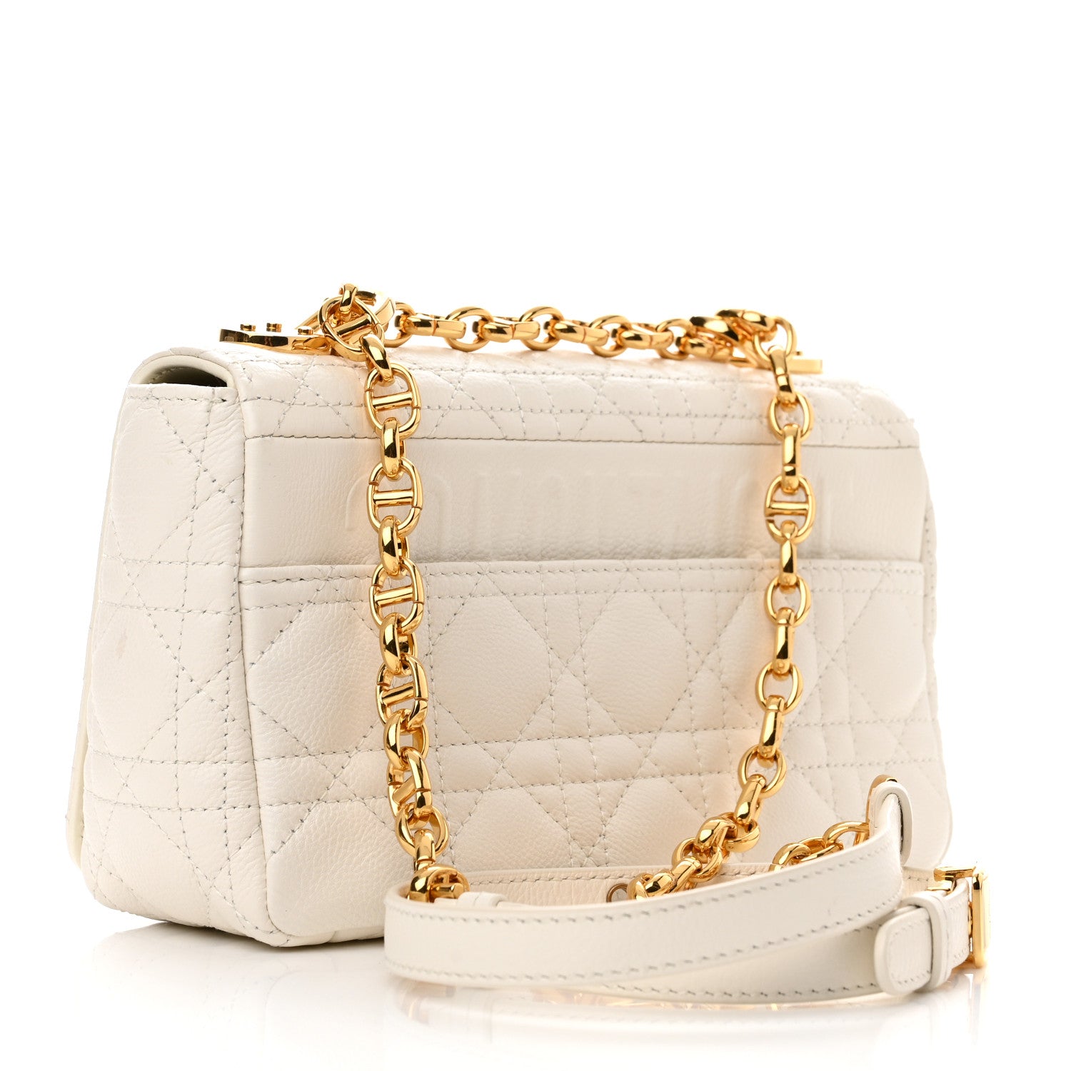 Christian Dior Calfskin Cannage Small Caro Bag Ivory 3 of 12