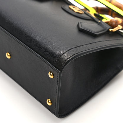 Gucci Wonka Grain Calfskin Mini Diana Tote Bag Black Yellow Fluo 11 of 13