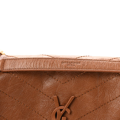 Saint Laurent Crinkled Calfskin Matelasse Monogram Medium Niki Chain Satchel Caramel 7 of 10