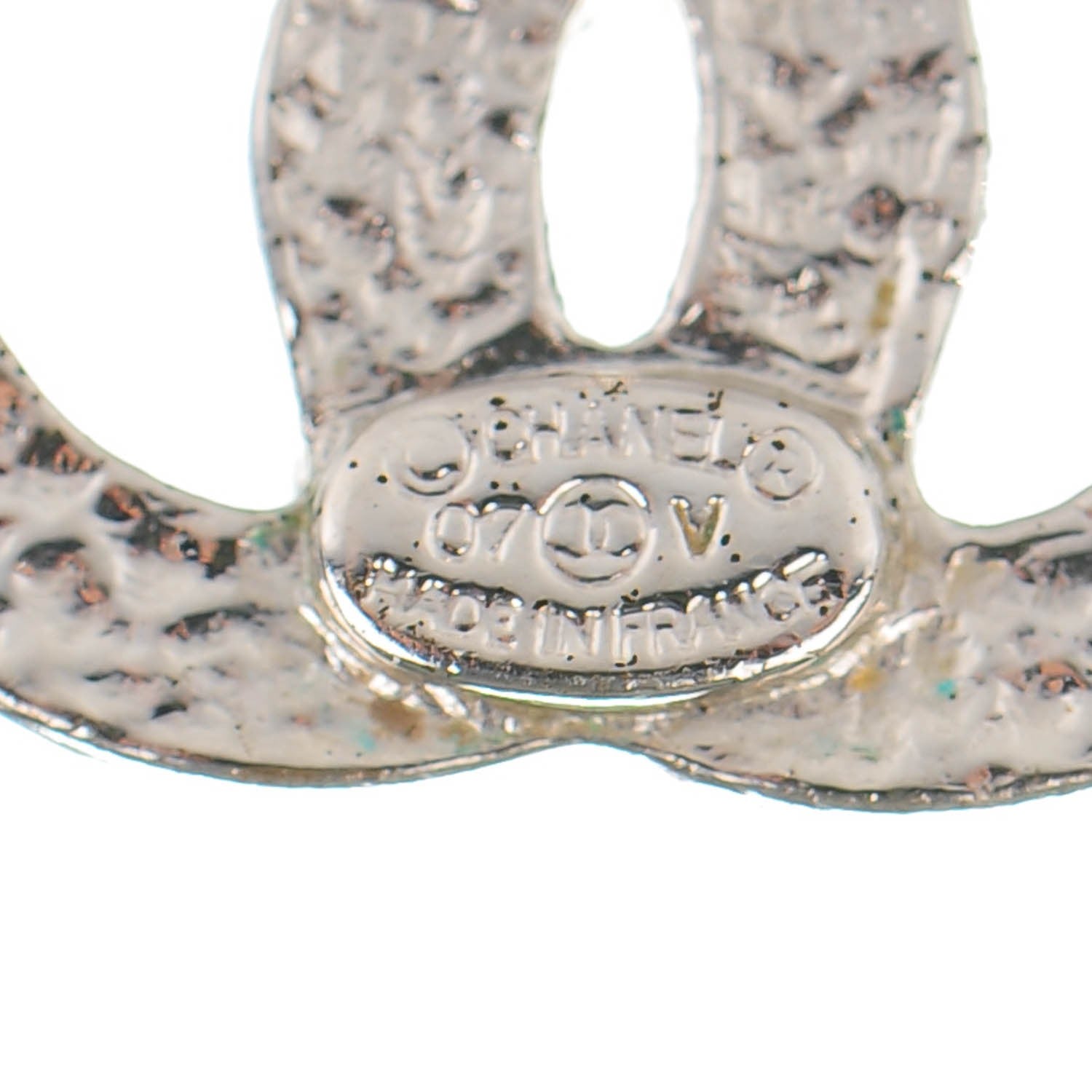 Chanel Crystal Timeless CC Earrings Silver 4 of 5