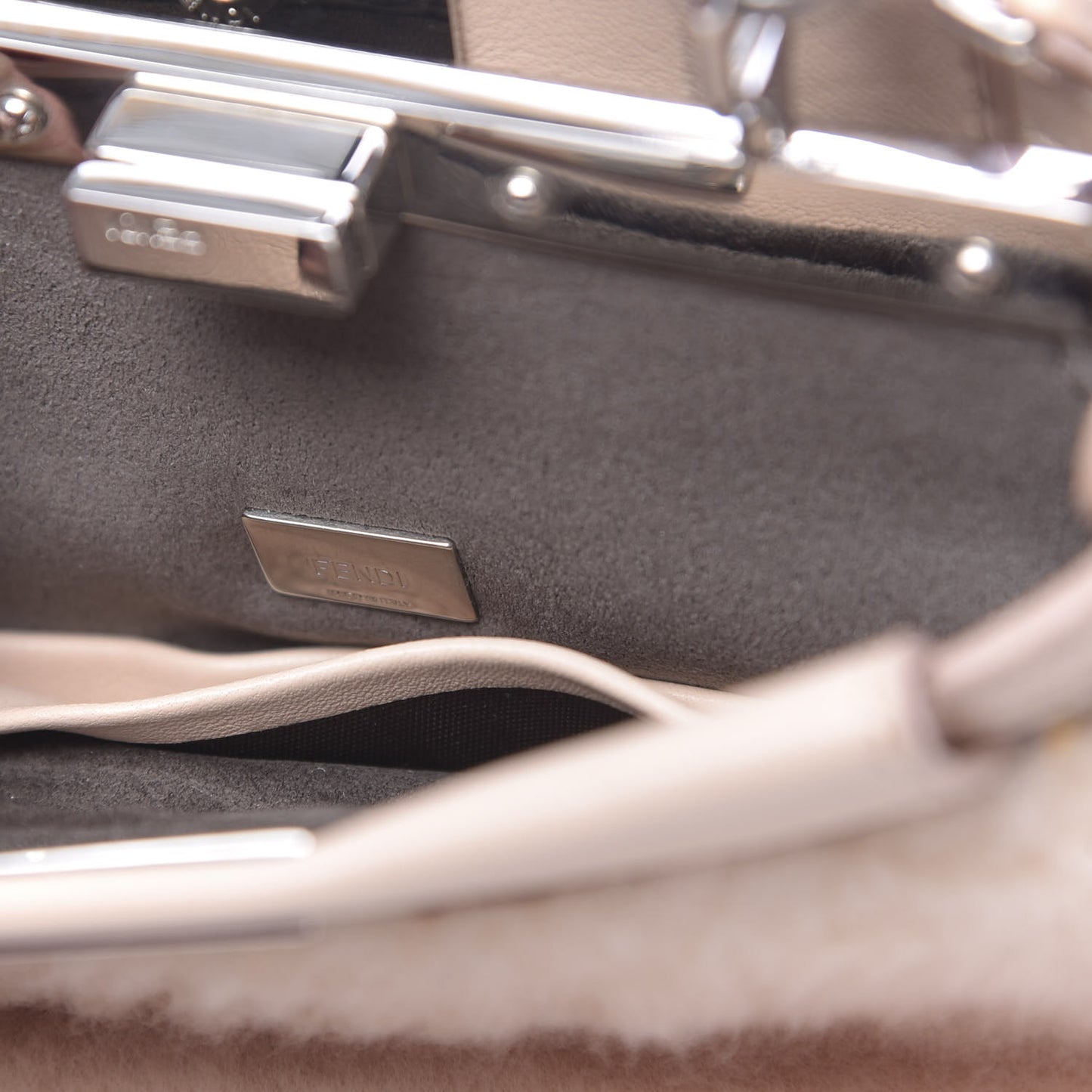 Shearling Shiny Nappa Micro Peekaboo Iconic Satchel Light Rose