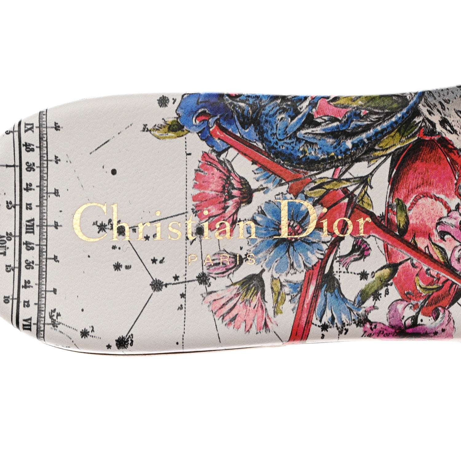 Christian Dior Canvas Embroidered Zodiac Dway Mules Slide Sandals 39 Latte Multicolor 6 of 9