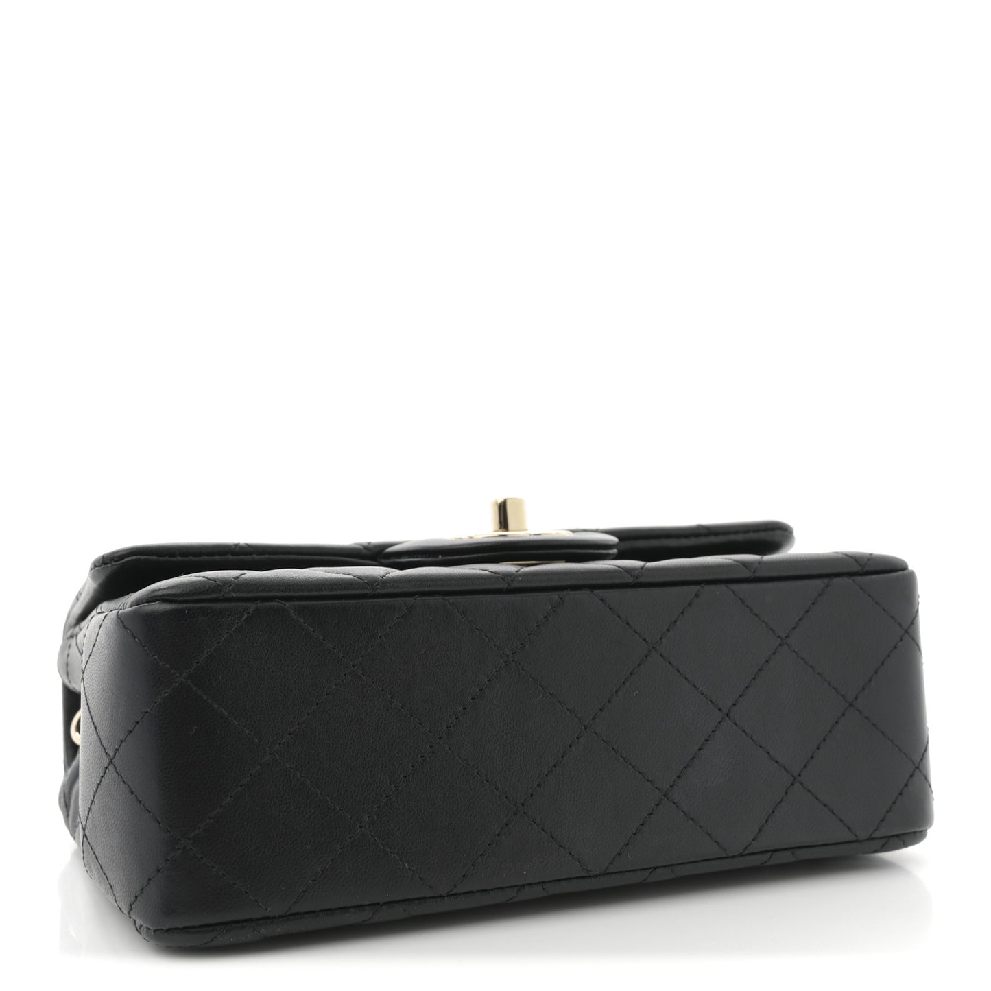 Lambskin Quilted Mini Rectangular Flap Black