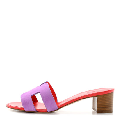 Hermes Suede Goatskin Oasis Sandals 39 Violet Parme 1 of 11